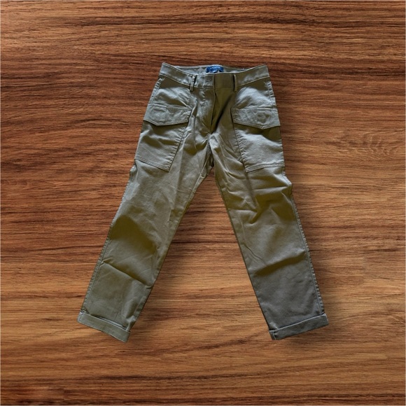 Ann Taylor Petite green  business casual pants pockets buttons comfortable cuff - Picture 1 of 12